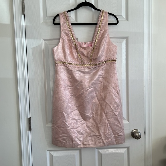 Elegant Pink Sleeveless Dress with Gold Accents LILLY PULITZER size 12 NWT - Picture 2 of 6
